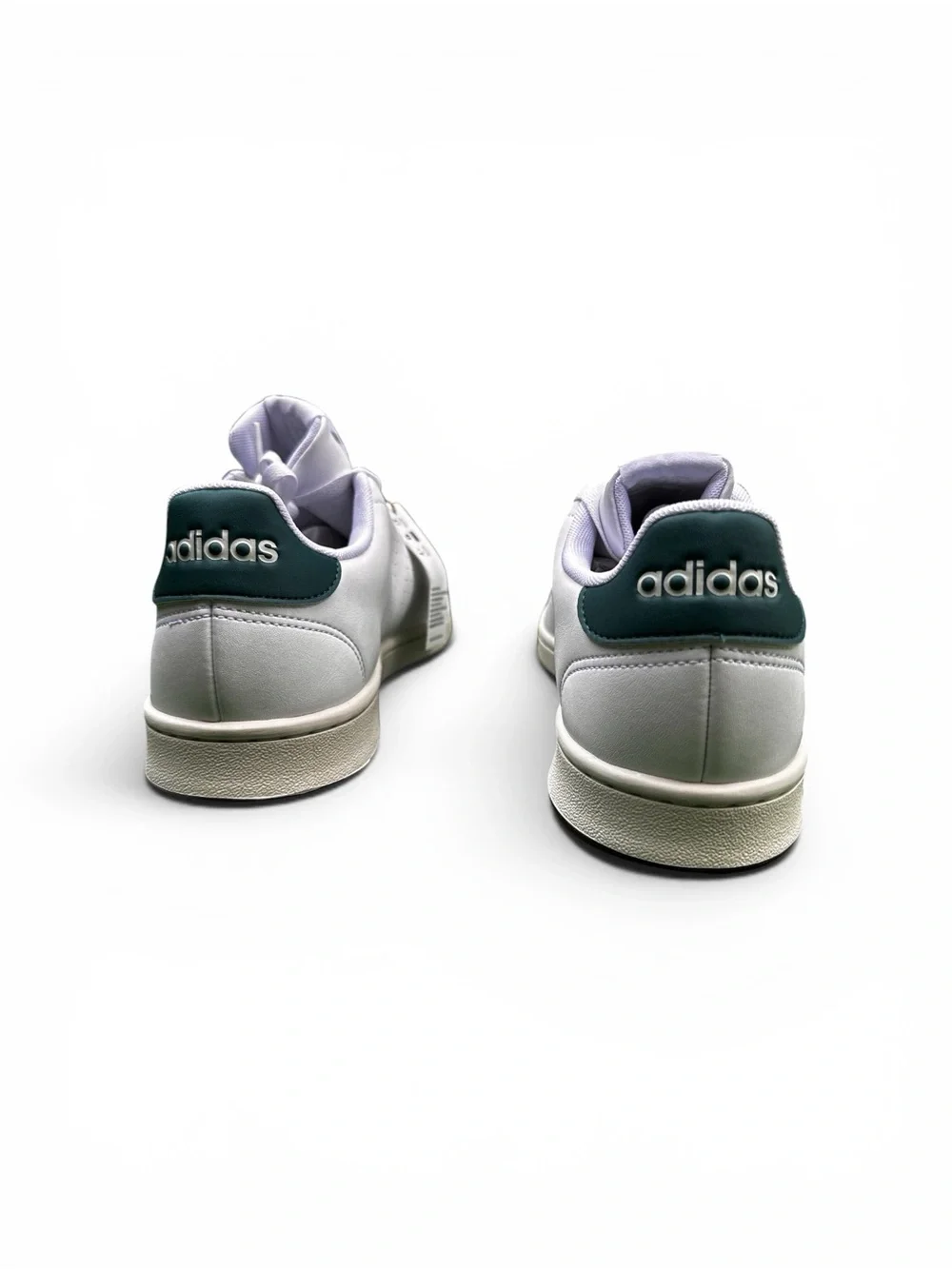 adidas White Sneakers with Green Heel Tab